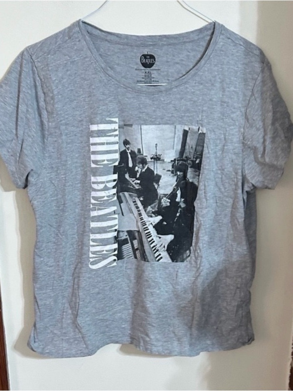 The Beatles Gray Size XXL Logo Tee - Black Print